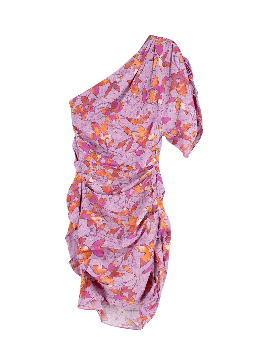 Isabel Marant Purple Patterned Off Shoulder Mini Dress