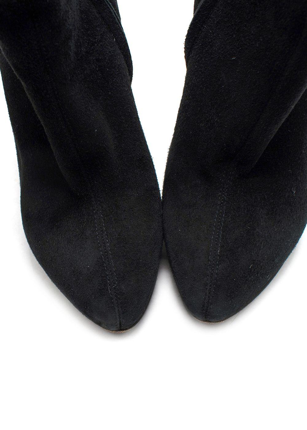 Giuseppe Zanotti Black Suede Wedge Ankle Boots Leopard Print Heel