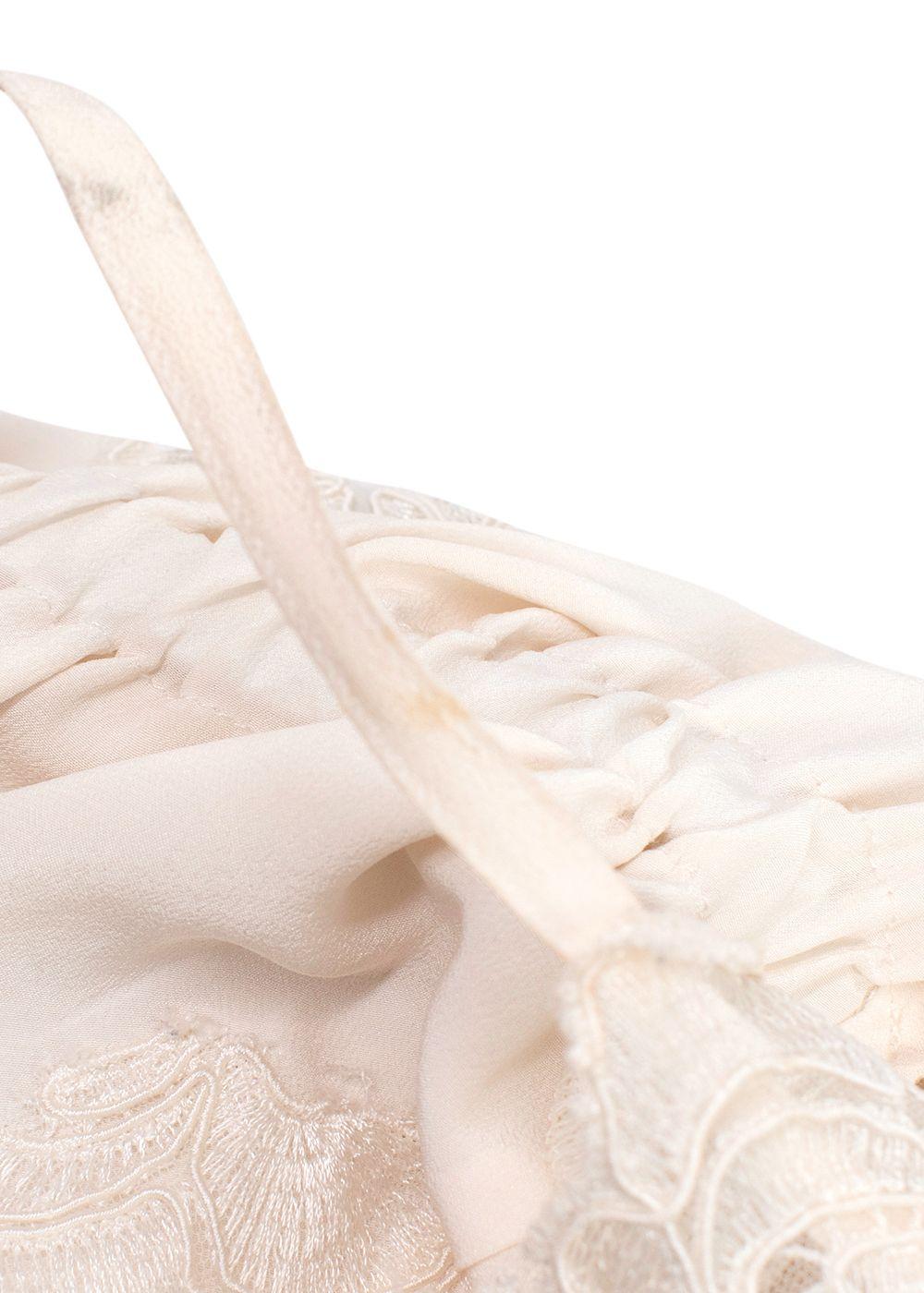Ermanno Scervino Ivory Floral Lace Silk Cami Top