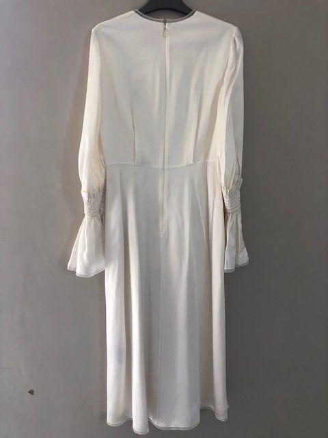 Roksanda Ivory Tulle Trimmed Shirred Satin Midi Dress