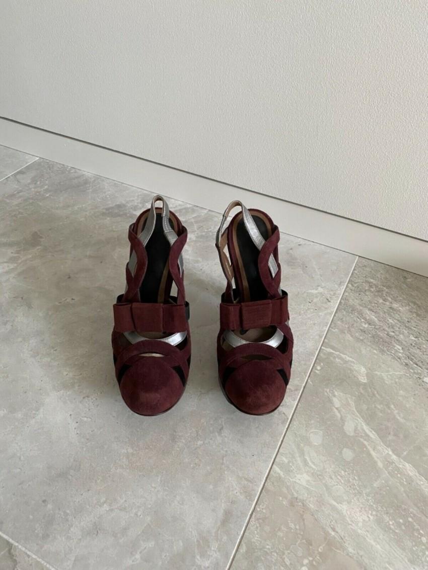 Marni Burgundy Suede Woven Sandals
