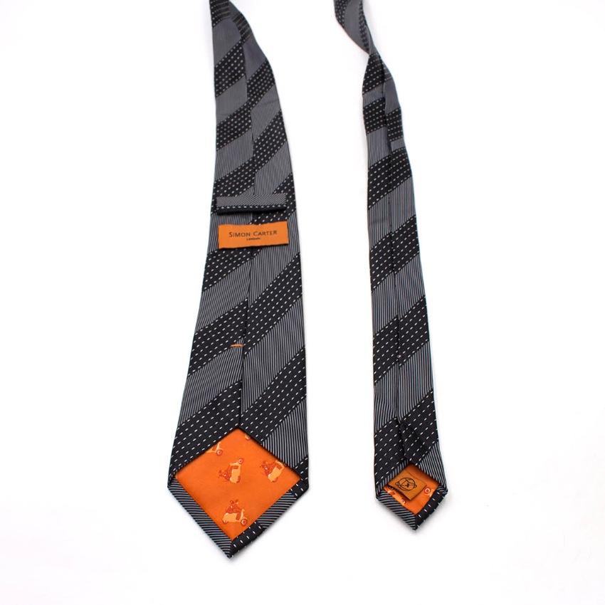 Simon Carter monochrome striped silk-jacquard tie