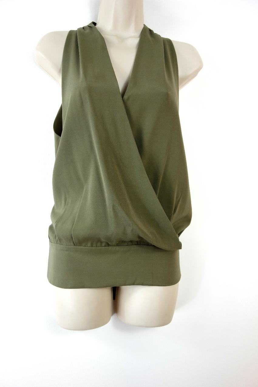 Ramy Brook Green Sleeveless Silk Wrap Style Top