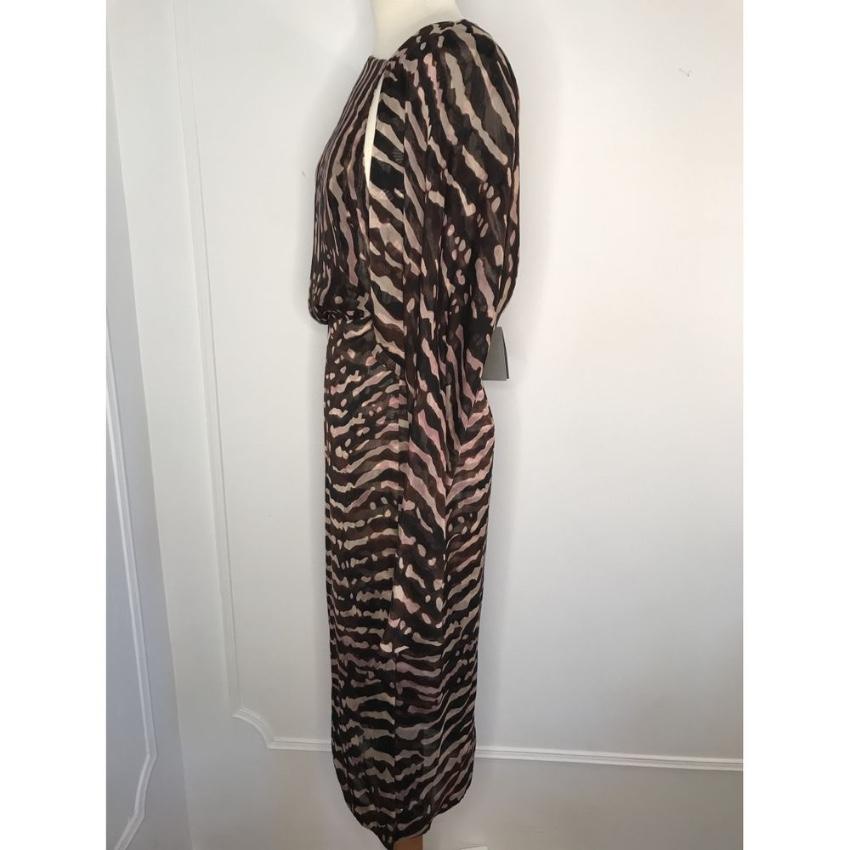 Tom Ford Zebra Print Draped Silk Midi Dress