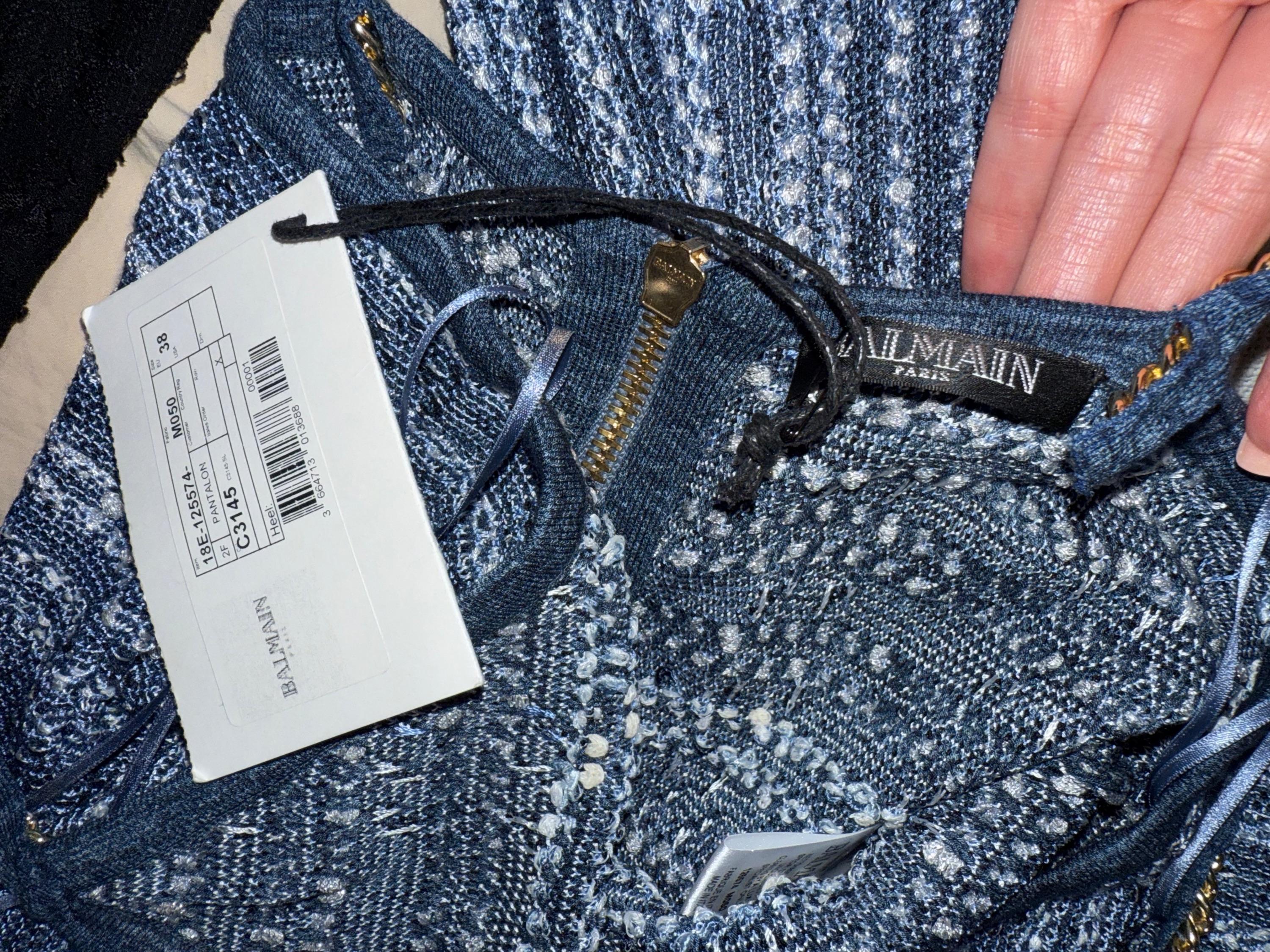 Blue Knit Jumpsuit With Chain Strap Detail