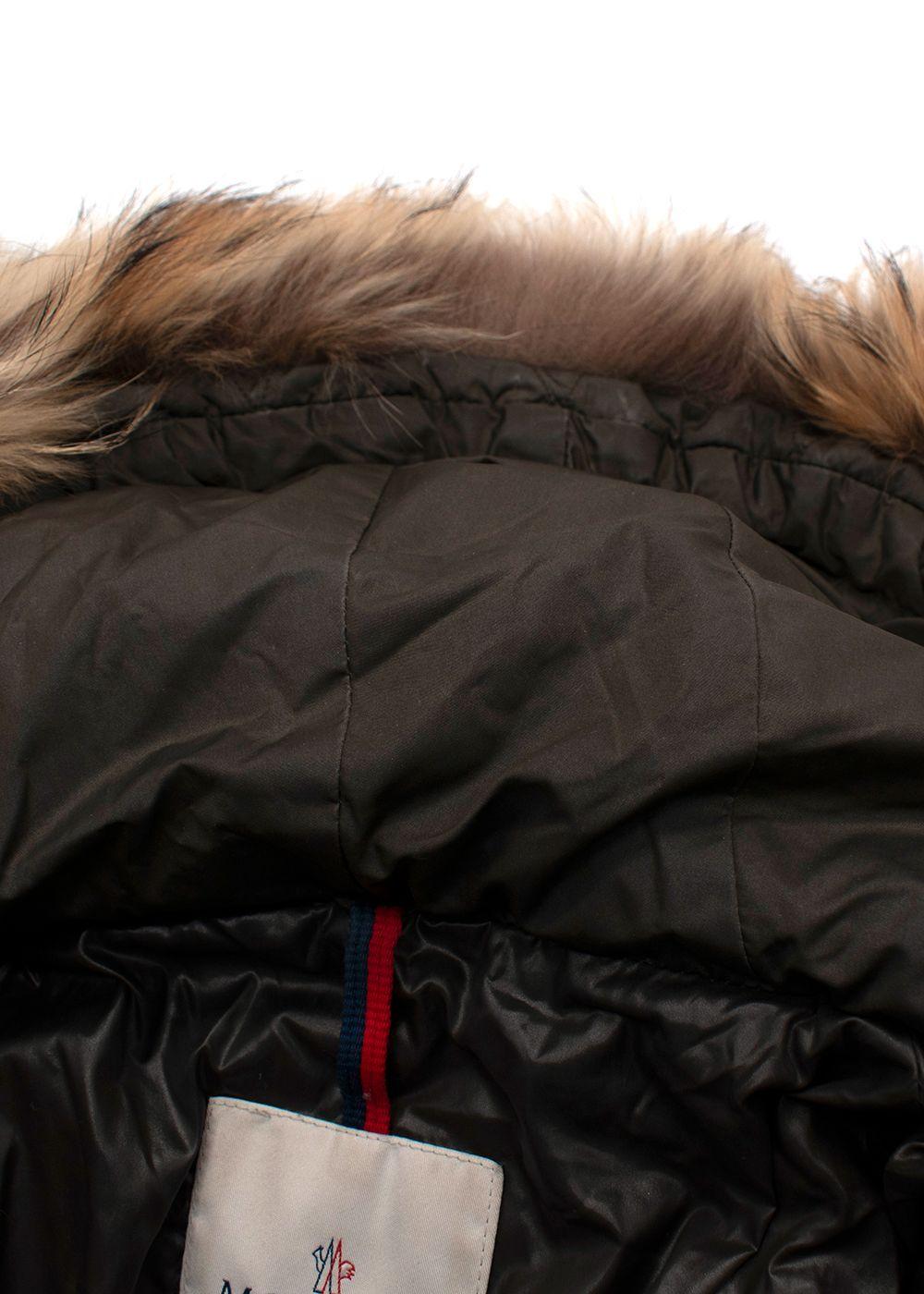 Moncler  Khaki Phalangere Coat with Racoon Fur Hood