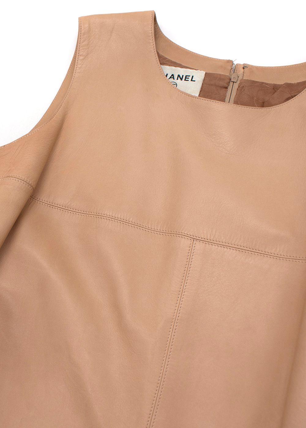 Nude Leather Sleeveless Shift Dress