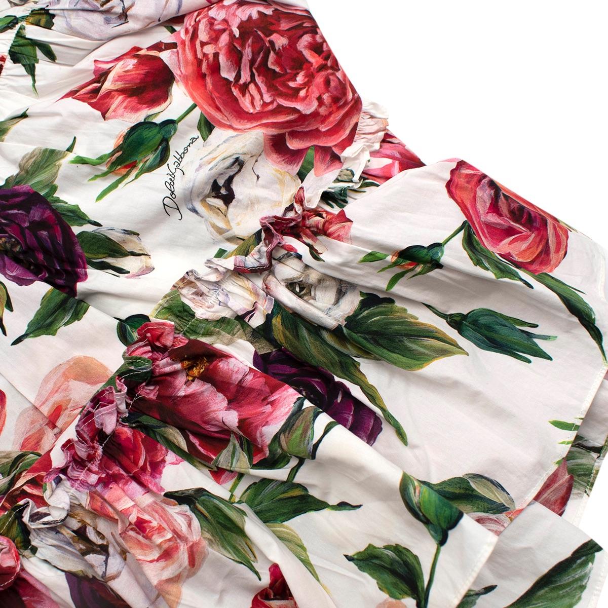 White Rose Print Cotton Dress & Bloomers