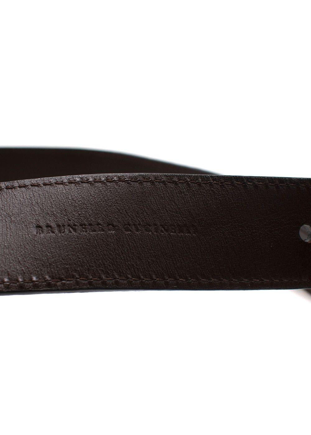 Brunello Cucinelli Brown Embossed Leather Belt Size 95