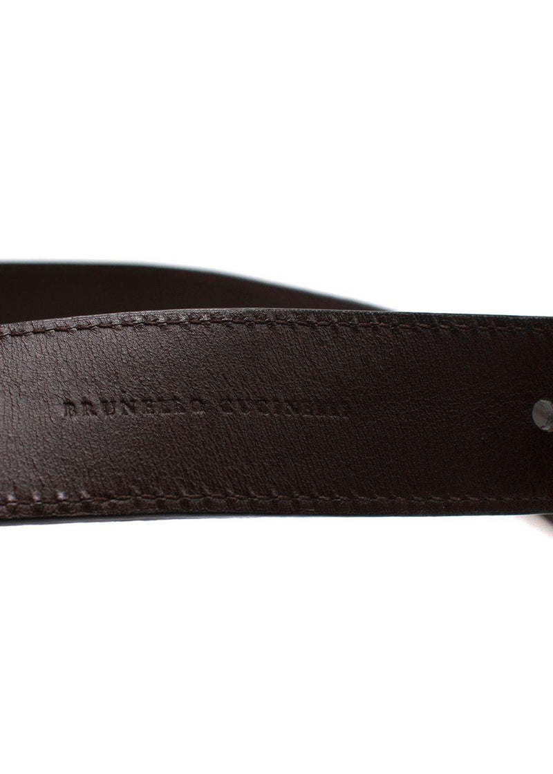 Brunello Cucinelli Brown Embossed Leather Belt Size 95