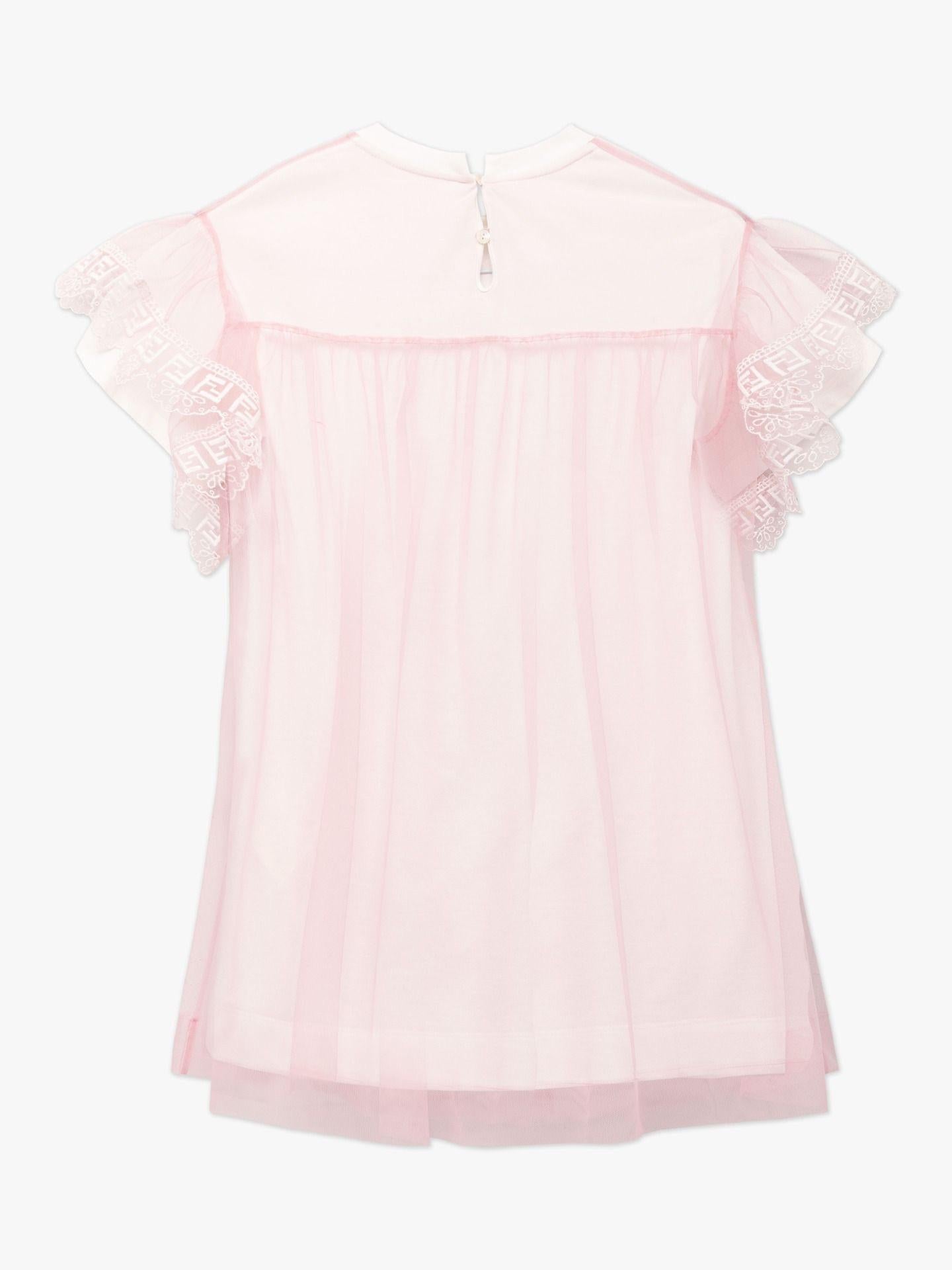 Kids 6Y Pink & White Tulle Dress