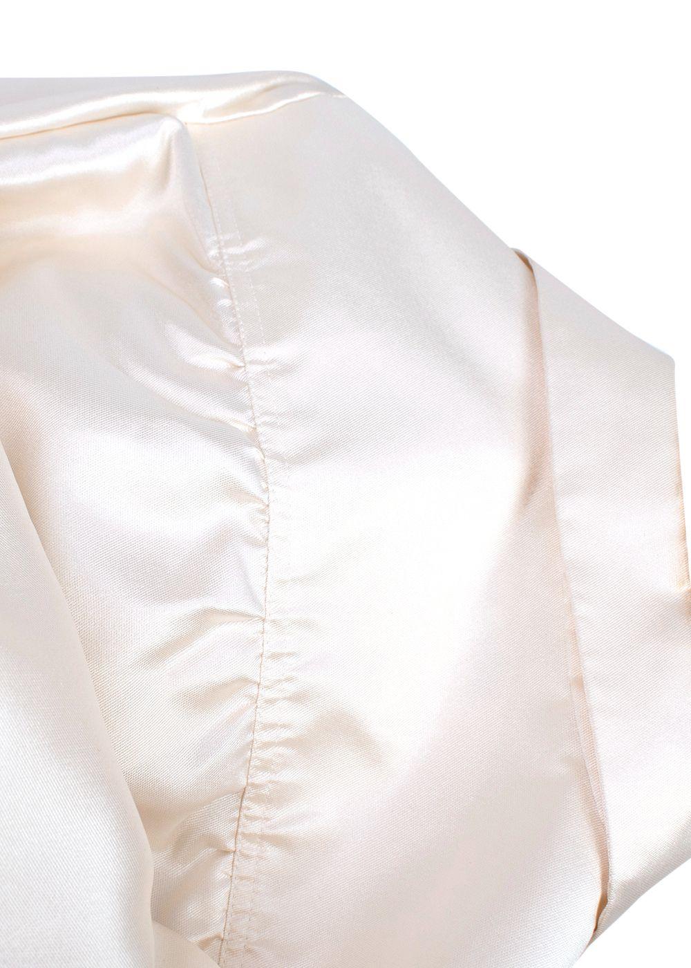 Stewart Parvin Cream Satin Crystal Detail Button Shirt