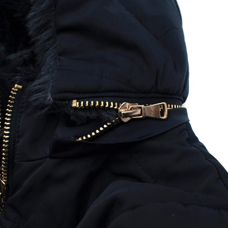 Tartine Et Chocolat Navy Padded Jacket with Faux Fur lining