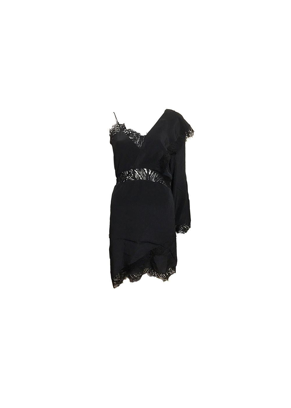 Black silk & lace one shoulder dress