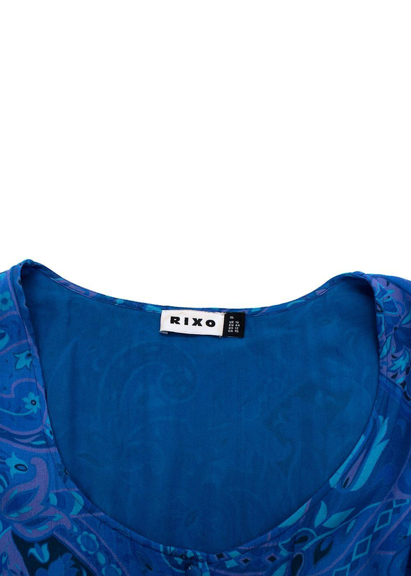 Rixo Blue Virginia Floral-Print Maxi Dress