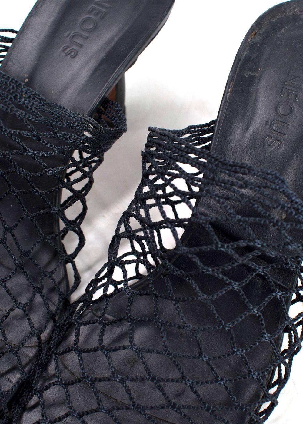 Neous Navy Bophy Fishnet Mules