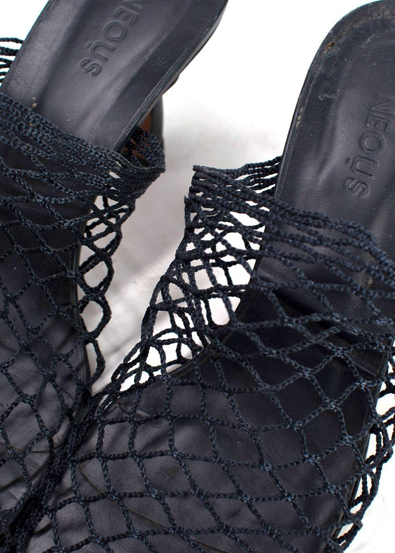 Neous Navy Bophy Fishnet Mules