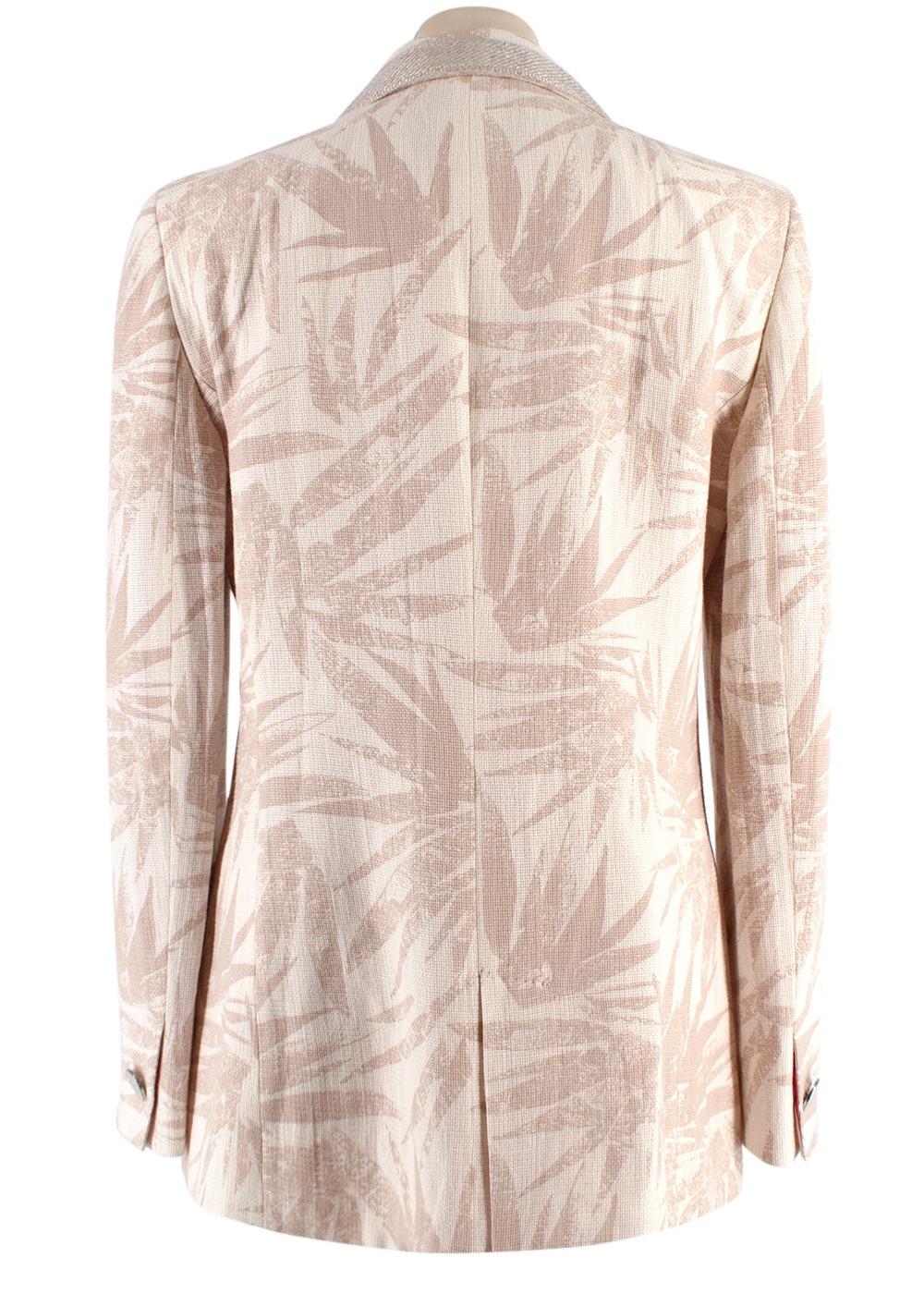 Giorgio Armani Beige Palm Print Gauze Blazer