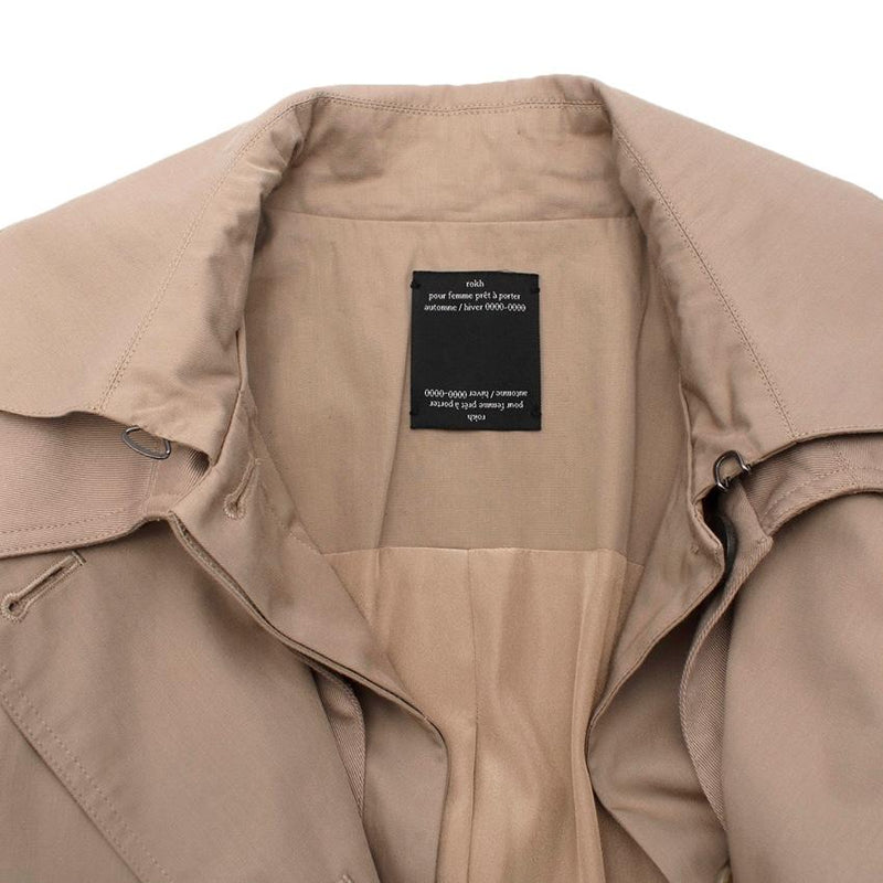 Rokh Beige Gabardine Double-Layered Trench Coat
