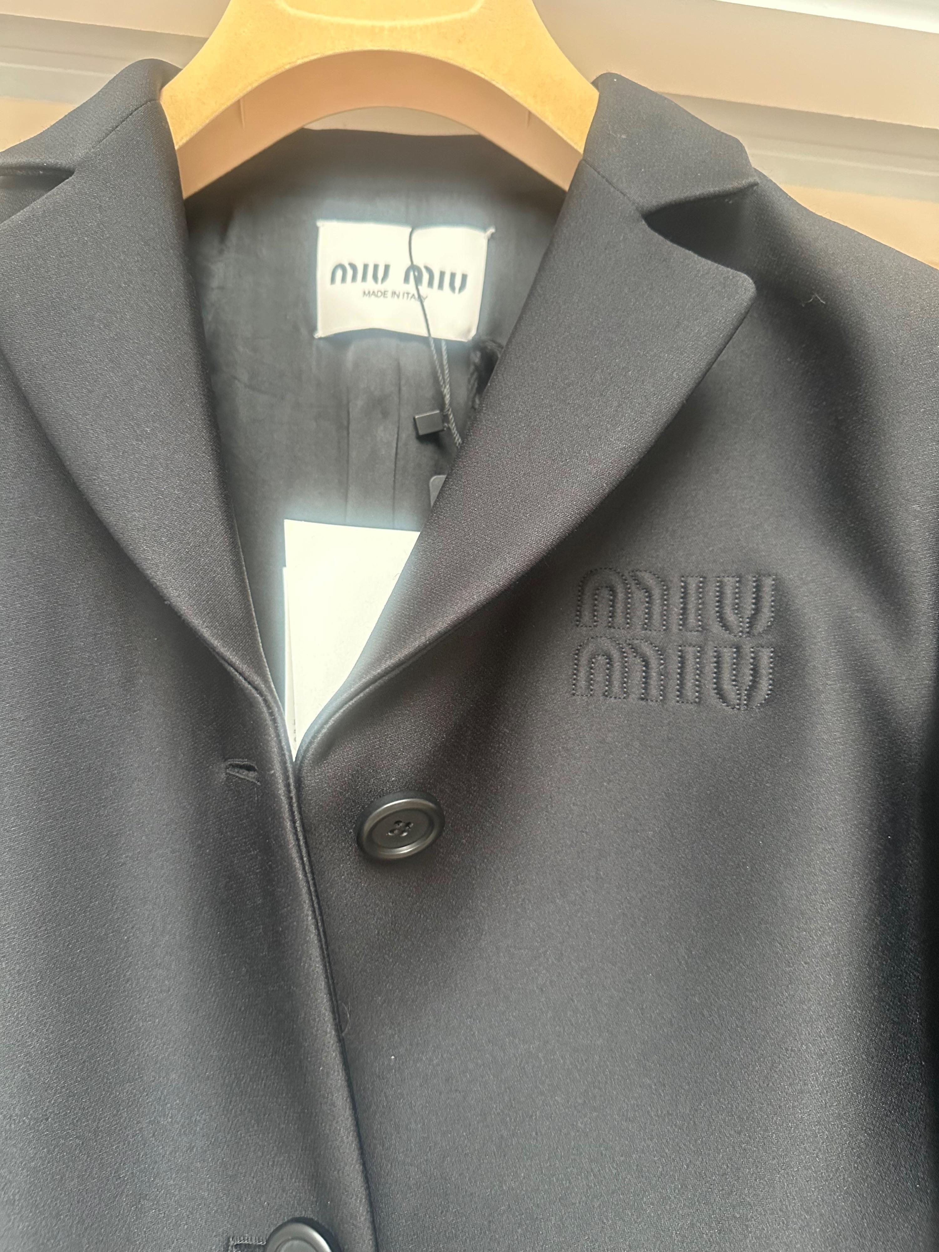 Miu Miu Black Wool  Midi Coat 2025