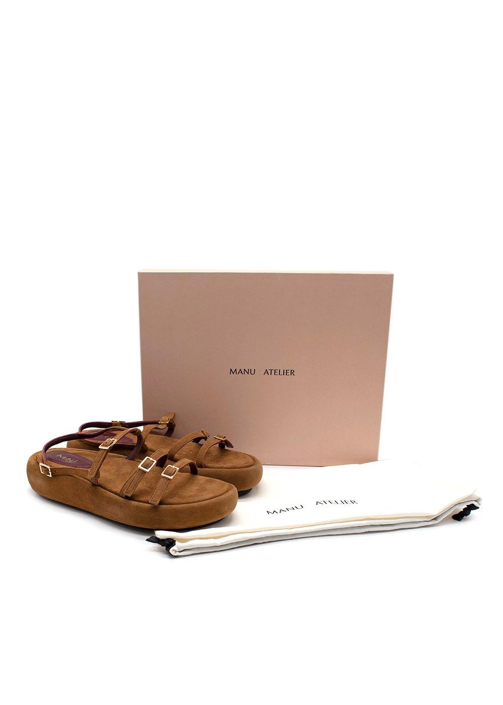 Manu Atelier Tobacco Suede Cage Chunky Slides