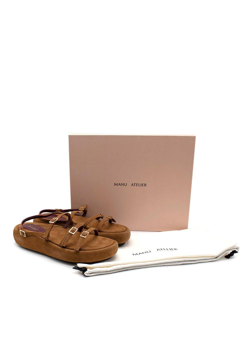 Manu Atelier Tobacco Suede Cage Chunky Slides