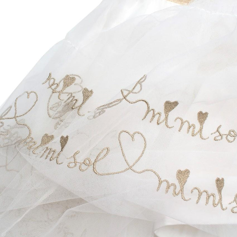 Mi Mi Sol White & Gold Embroidered Tulle Skirt