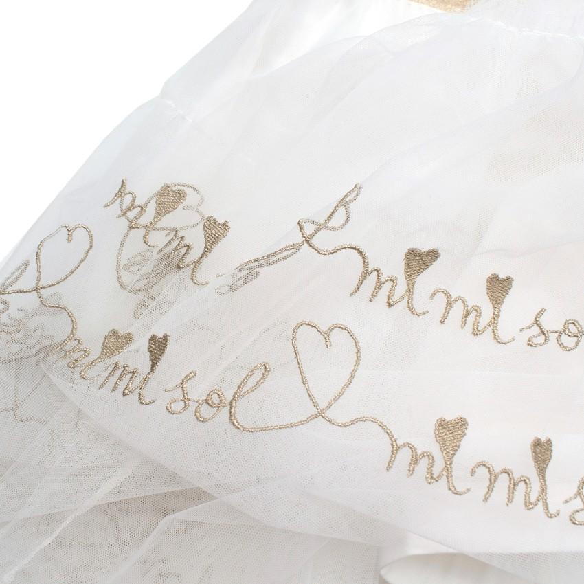 Mi Mi Sol White & Gold Embroidered Tulle Skirt