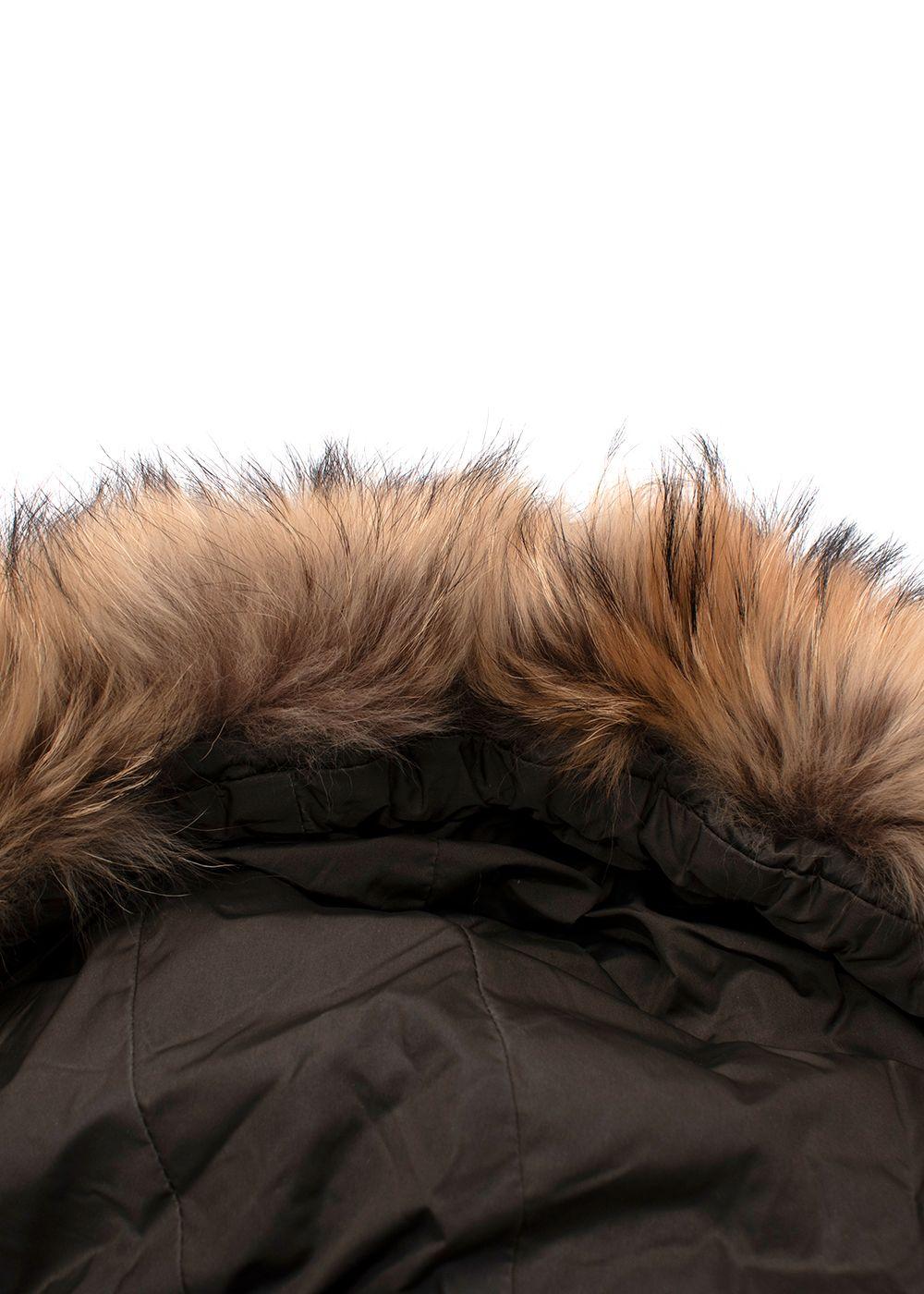 Moncler  Khaki Phalangere Coat with Racoon Fur Hood