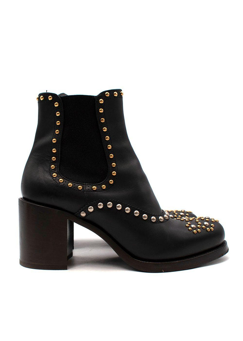 Prada Black Studded Western Boots