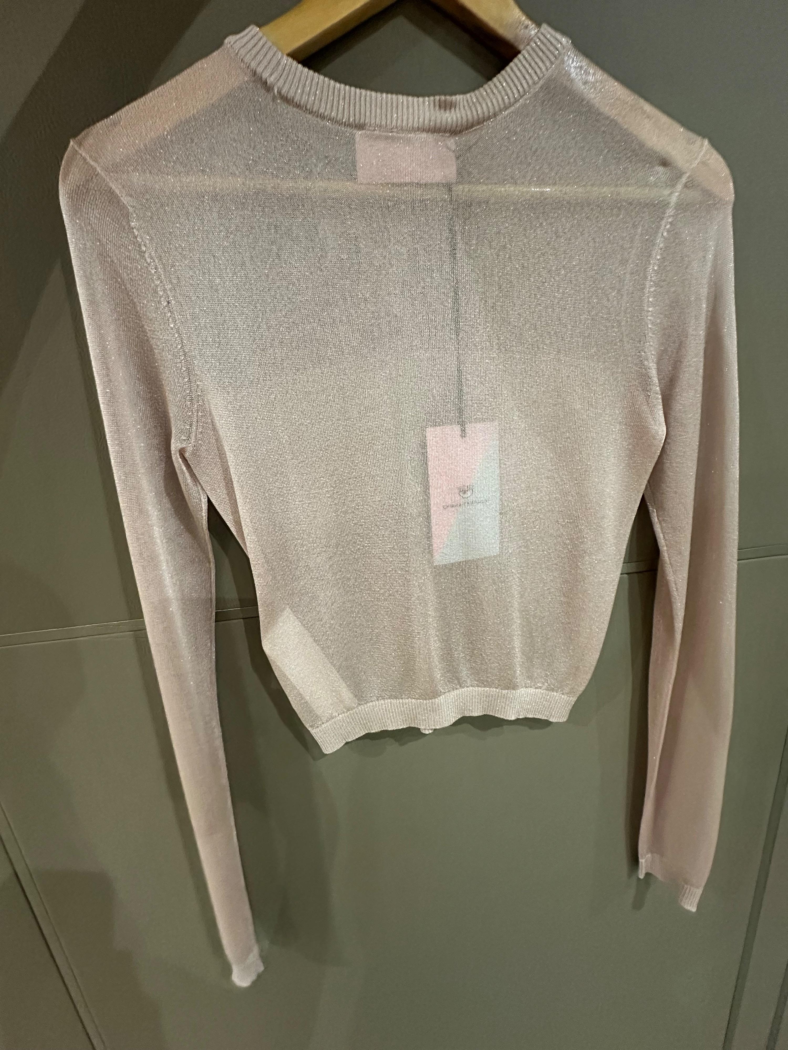 Chiara Ferragni Pink Lurex Yarn Jumper
