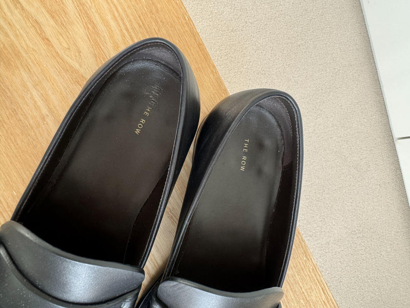 The Row Black Leather 20mm Novus loafers