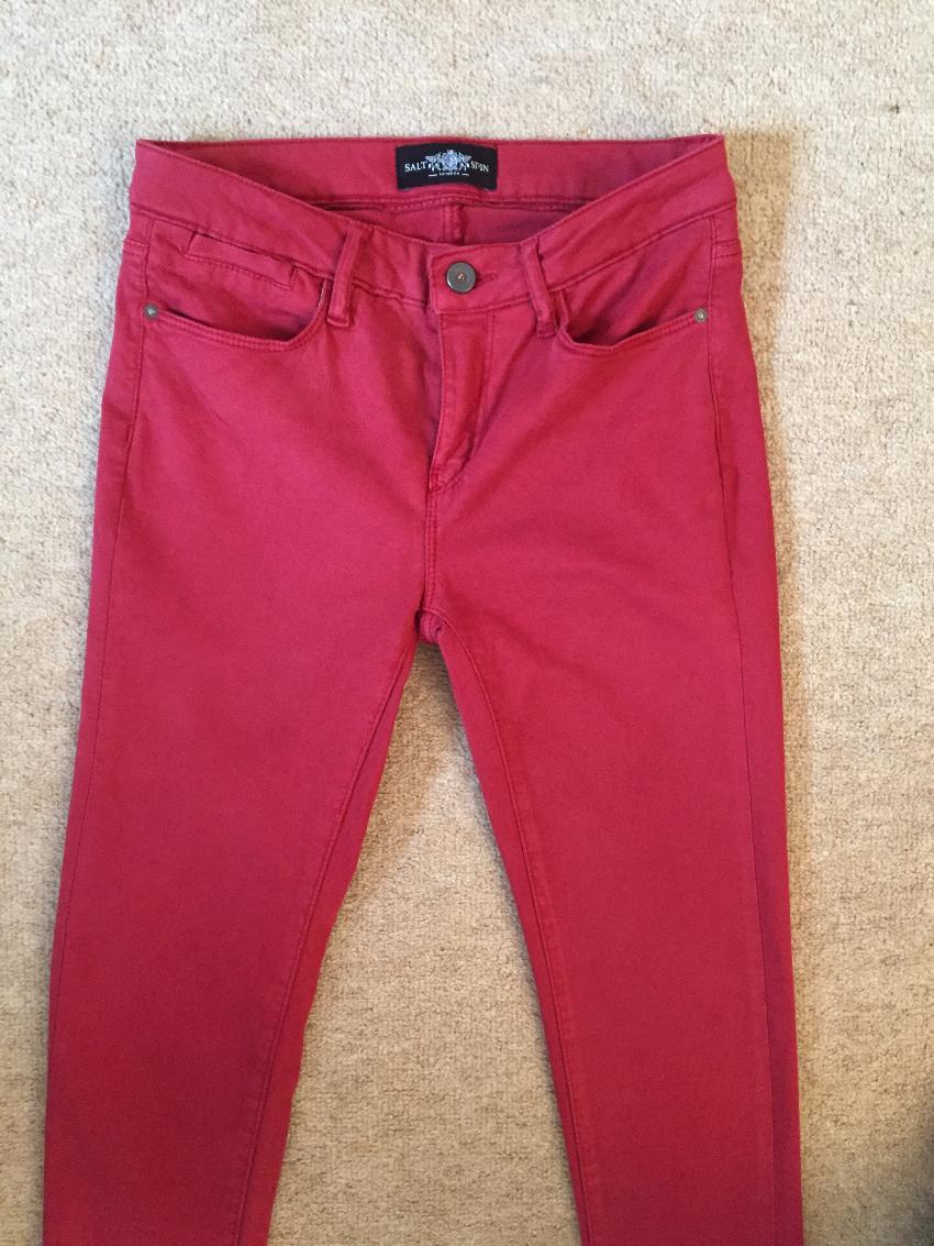 SALTSPIN dark red skinny stretchy jeans