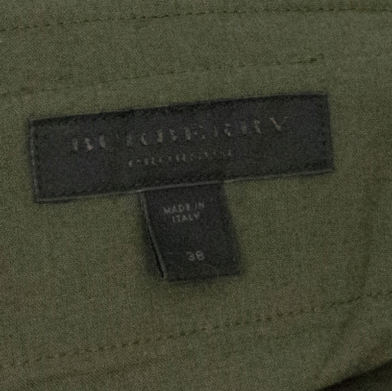 Burberry Prorsum Olive Green Wool and Silk Blend Trousers