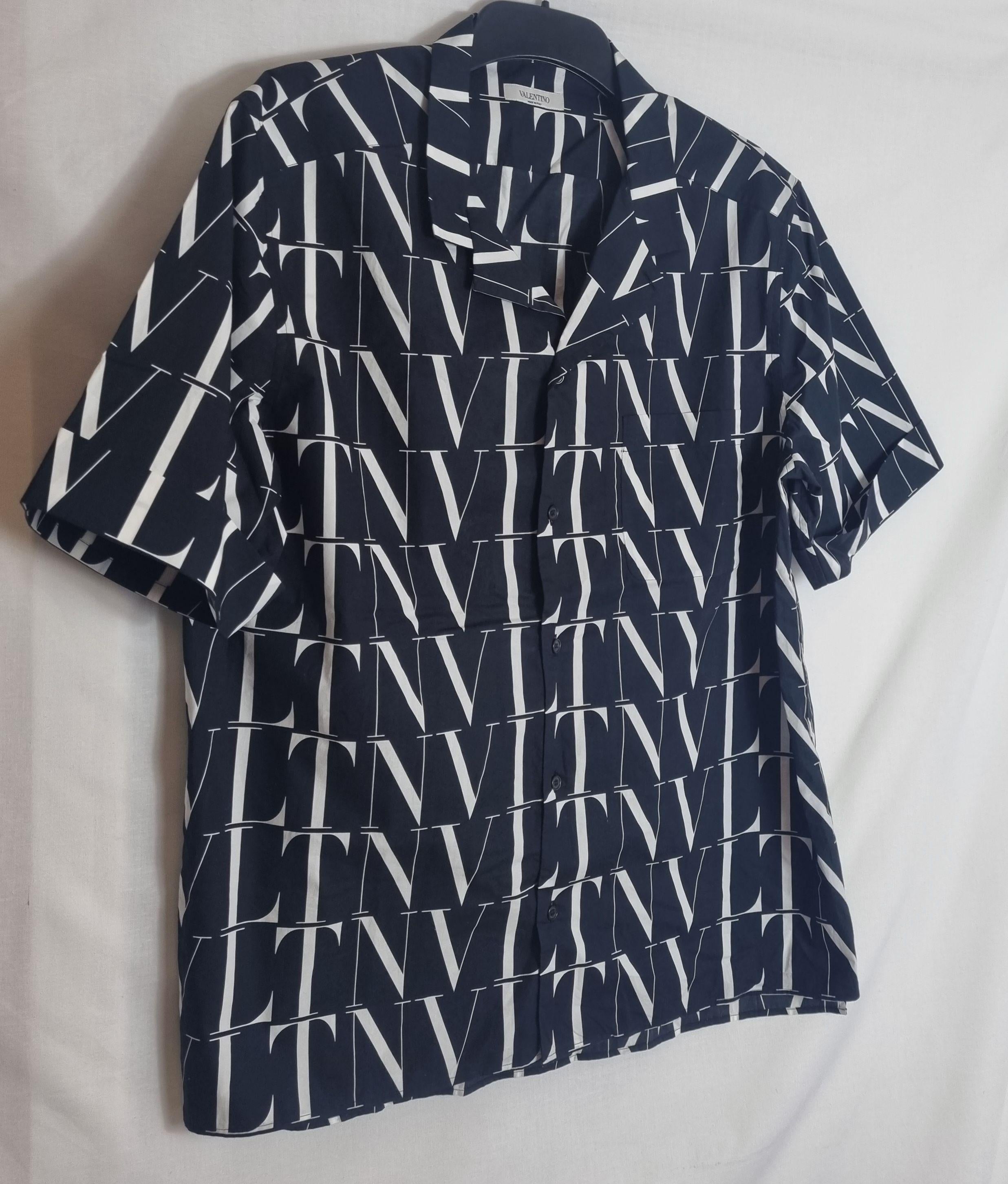 Navy & white cotton VLTN Vacation shirt