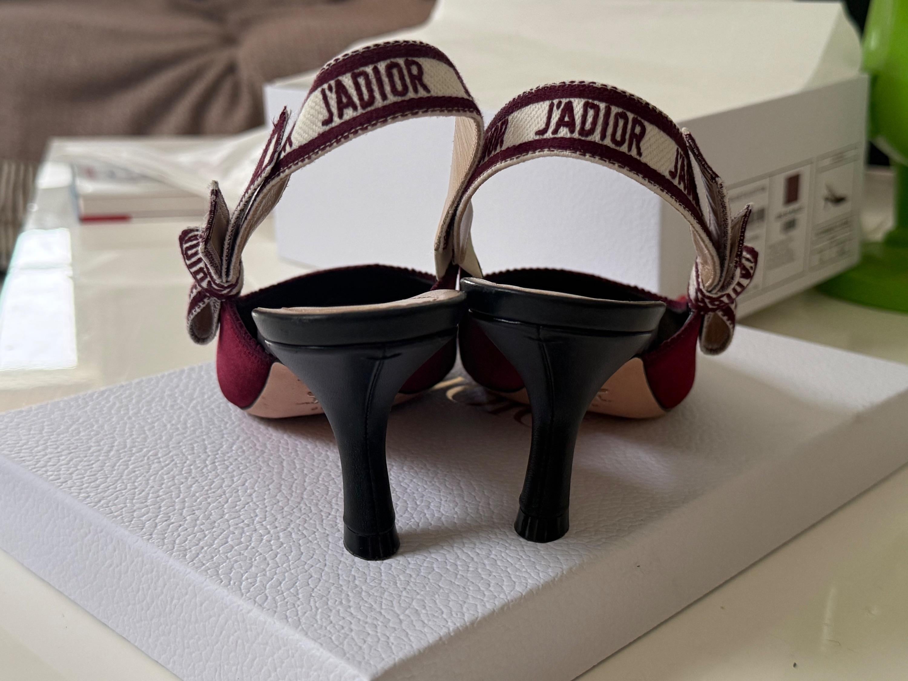 Dior Burgundy Velvet Sling Back Sandals