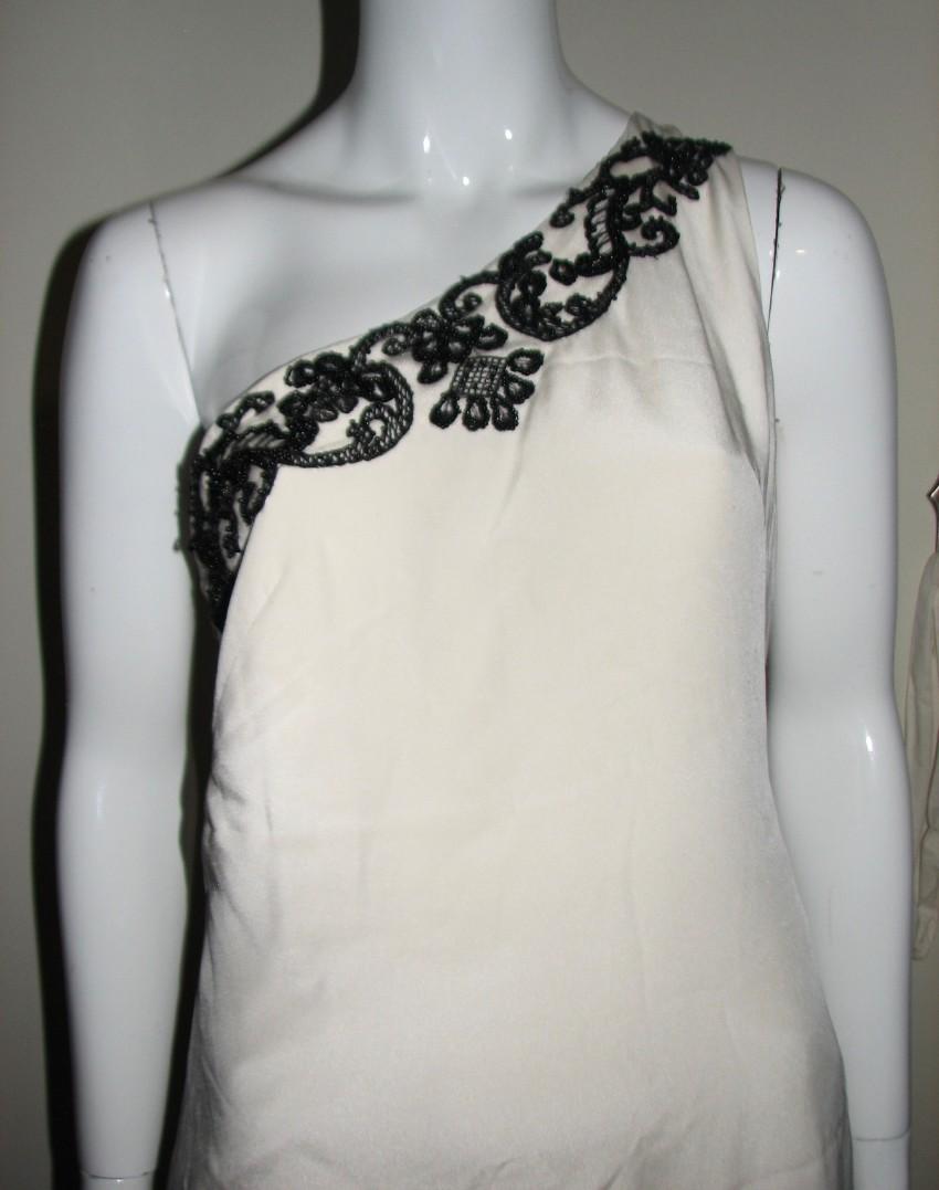 Marchesa Notte Ivory Silk One Shoulder Dress