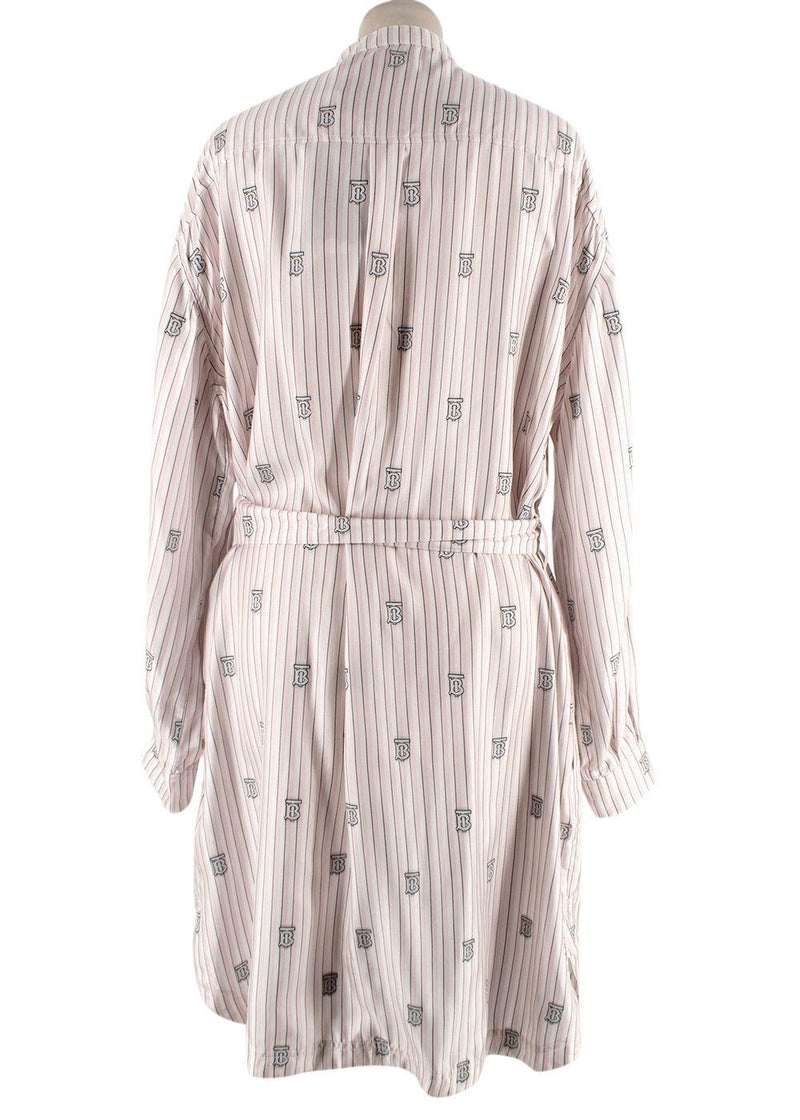Burberry Pink and White Striped Elina Logo Print Shirt Dress