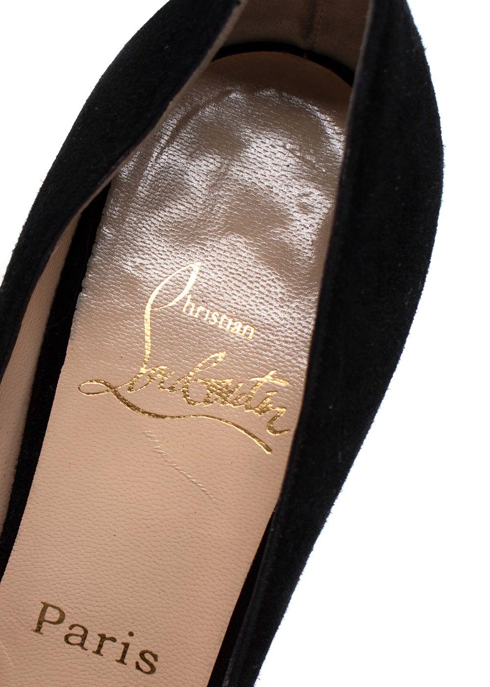 Louboutin Black Suede Peep Toe Pump Heels