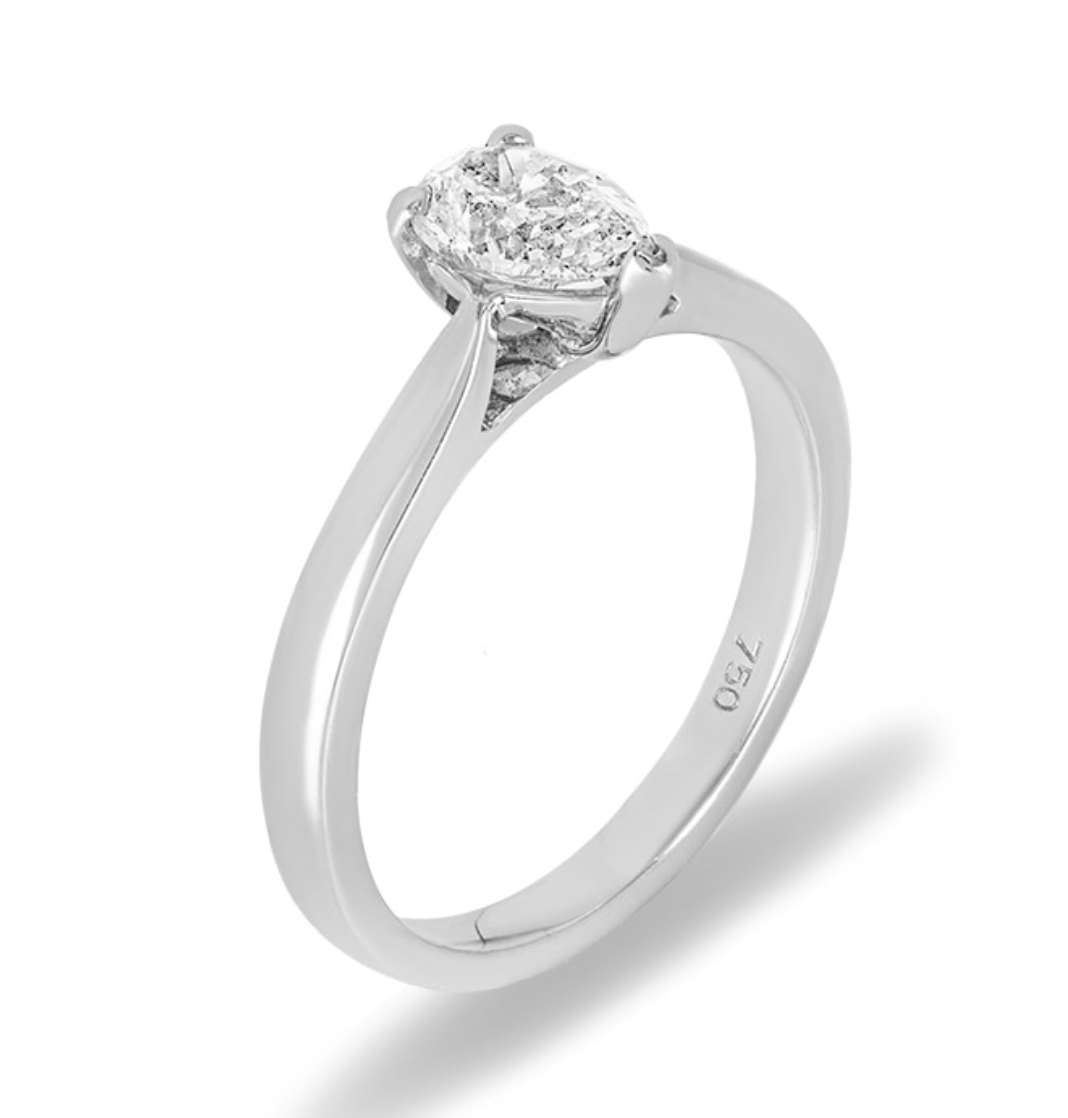 18ct White Gold Pear Cut Diamond Engagement Ring