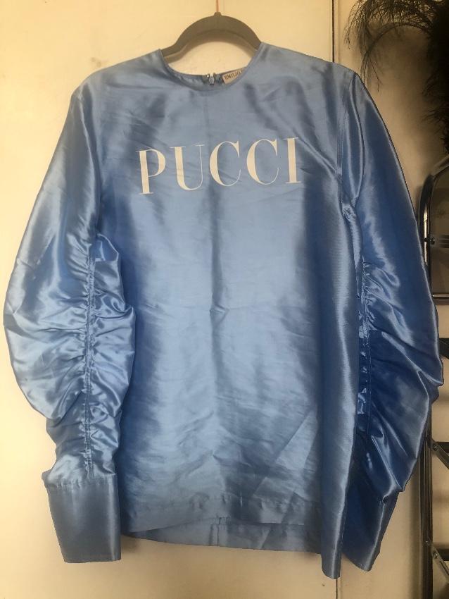 Emilio Pucci Blue Ruched Silk Top