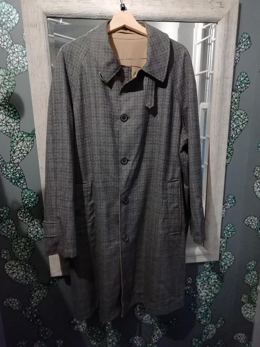 Lanvin Grey Check Tweed & Tan Reversible Mac