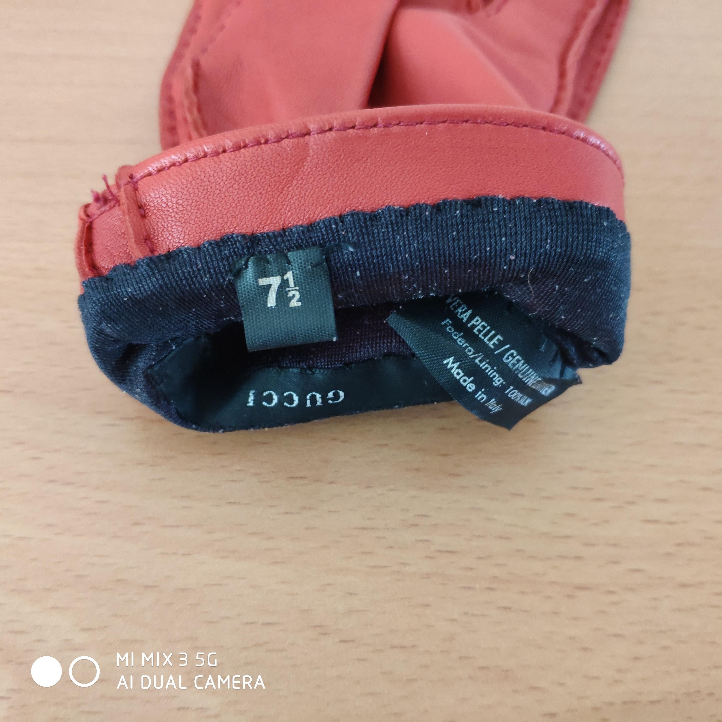 Gucci Red Leather Horsebit Gloves