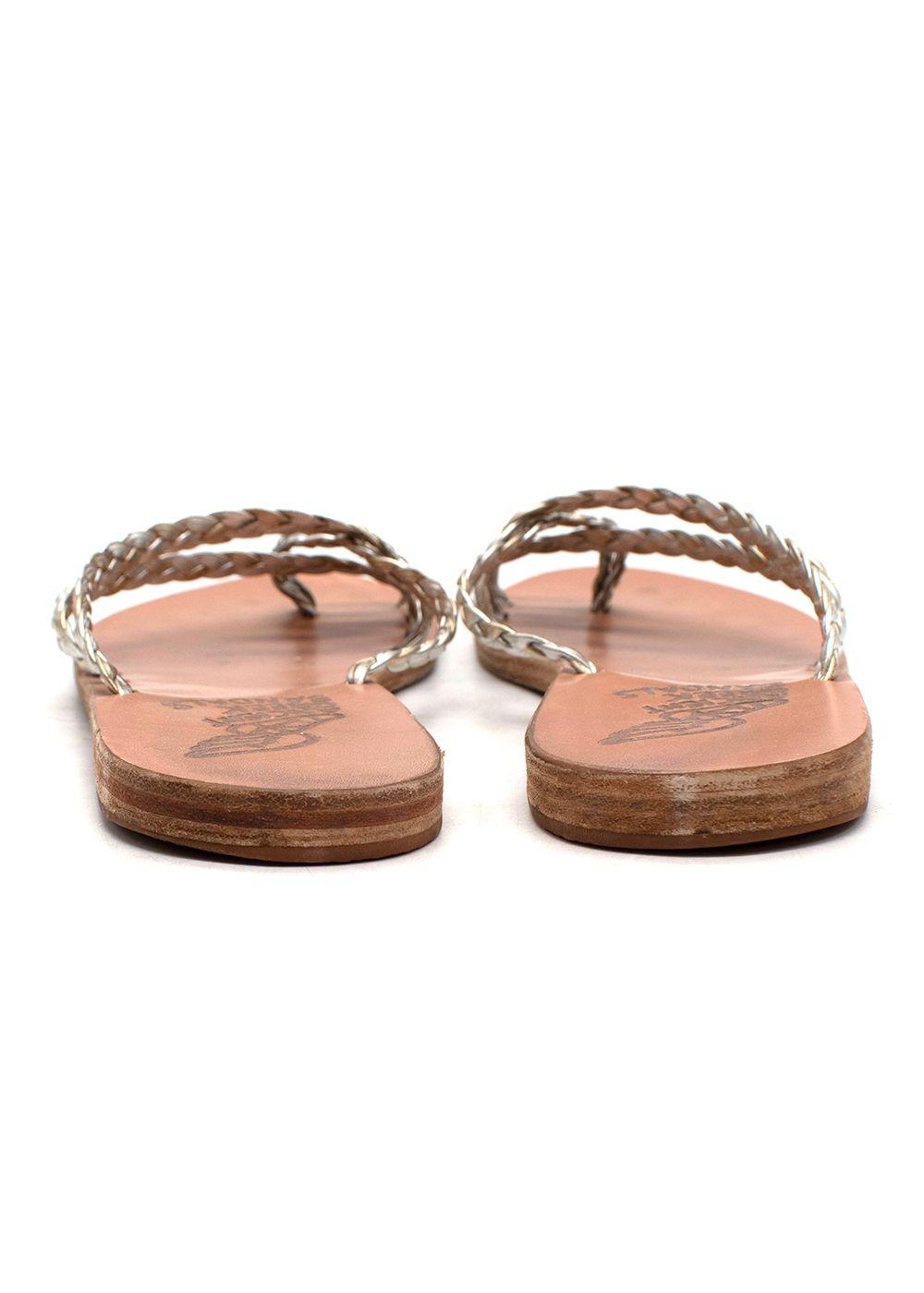 Ancient Greek Amalia Gold Leather Slide Sandals