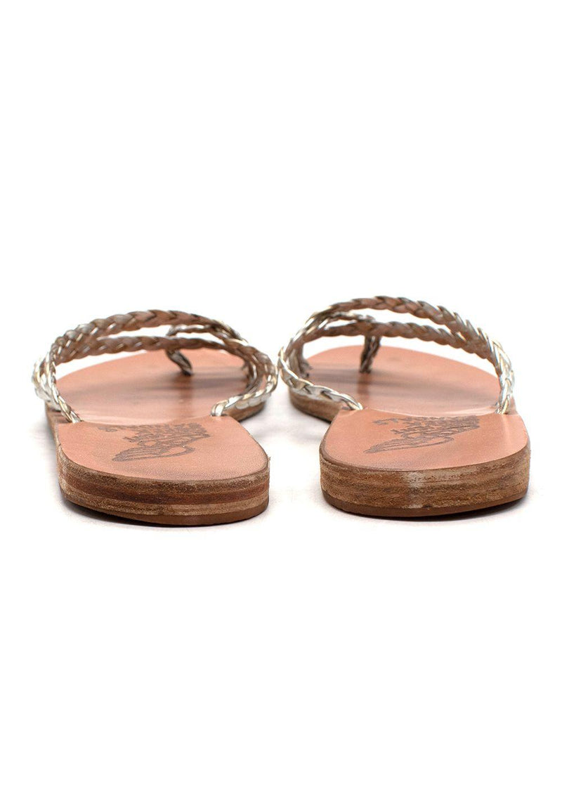 Ancient Greek Amalia Gold Leather Slide Sandals