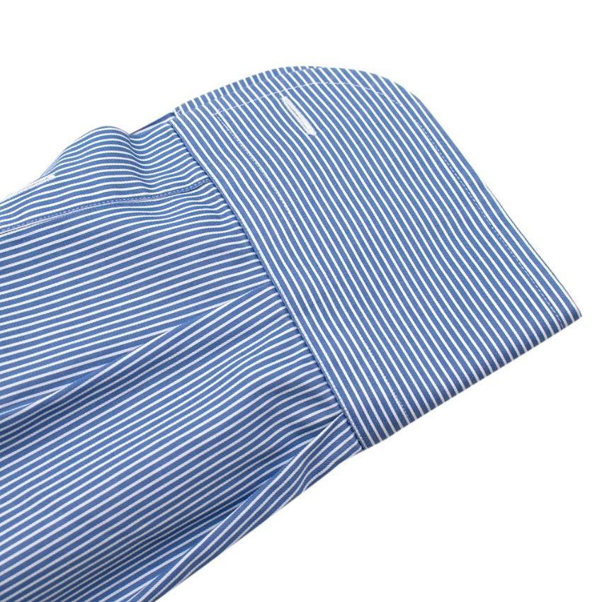 Simone Abbarchi Blue Striped Cotton Long Sleeve Tailored Shirt