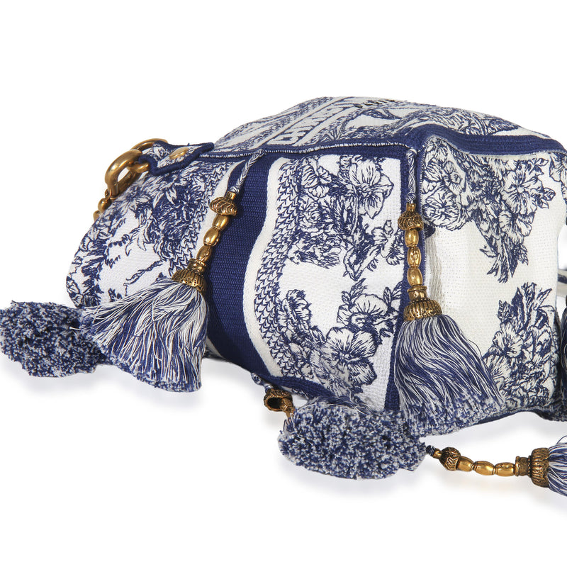 Christian Dior  Toile de Jouy Embroidery D-Bubble Bucket Bag