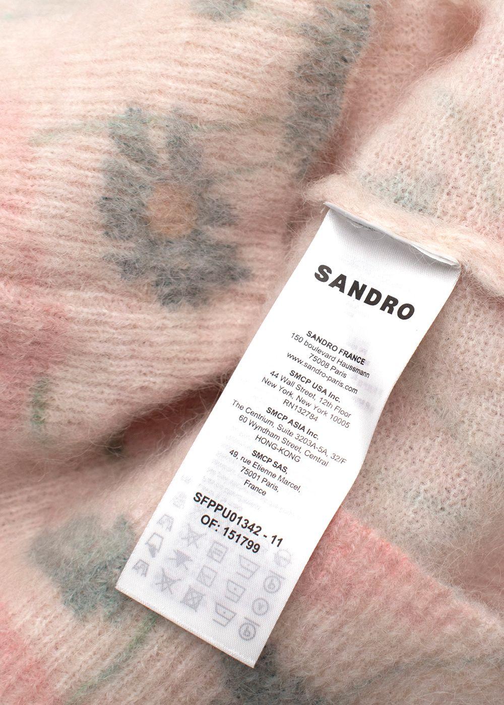 Sandro Pink Floral Mohair Blend Sweater Vest