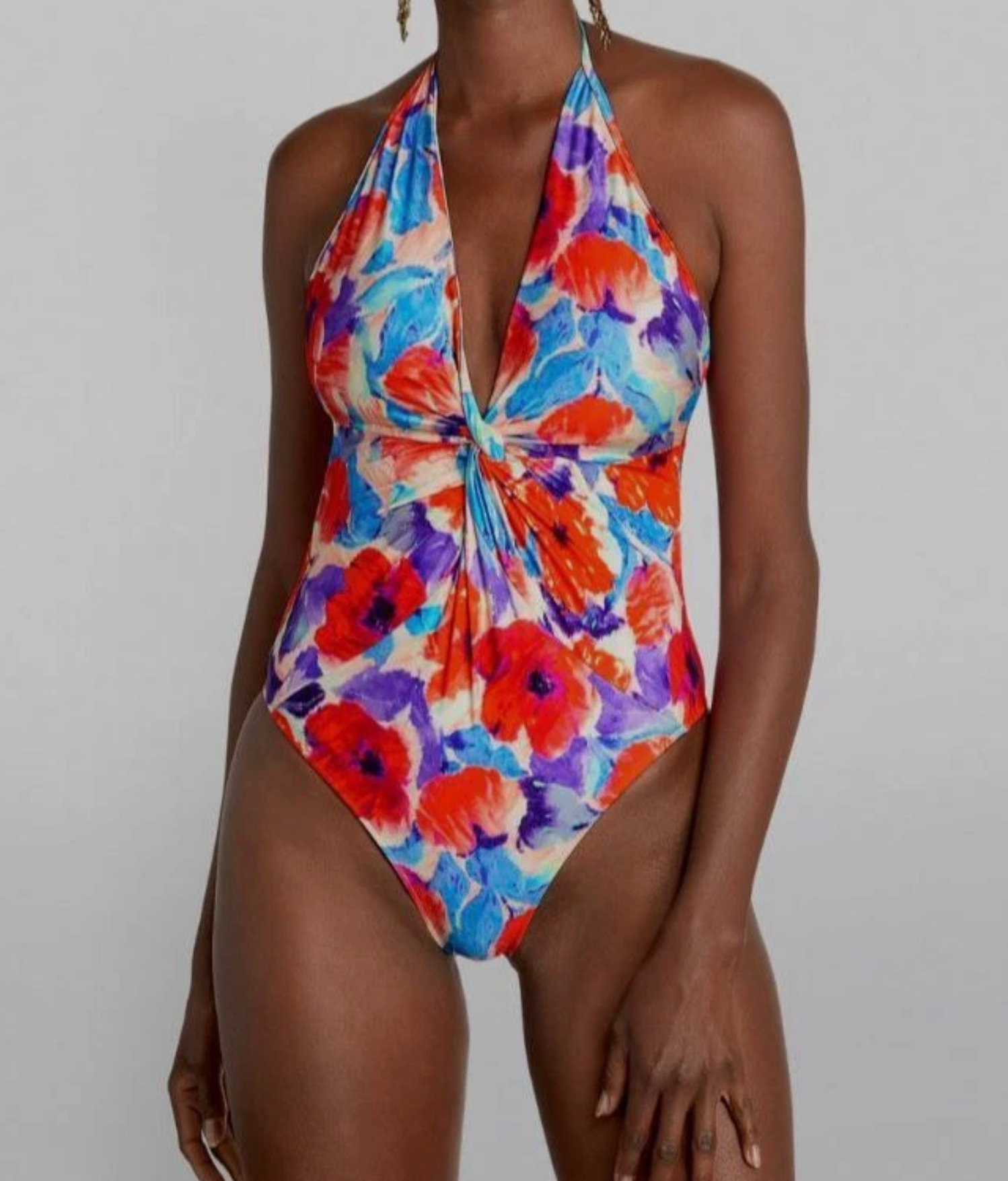 PatBO Floral Violent Plunge One Piece Swimsuit