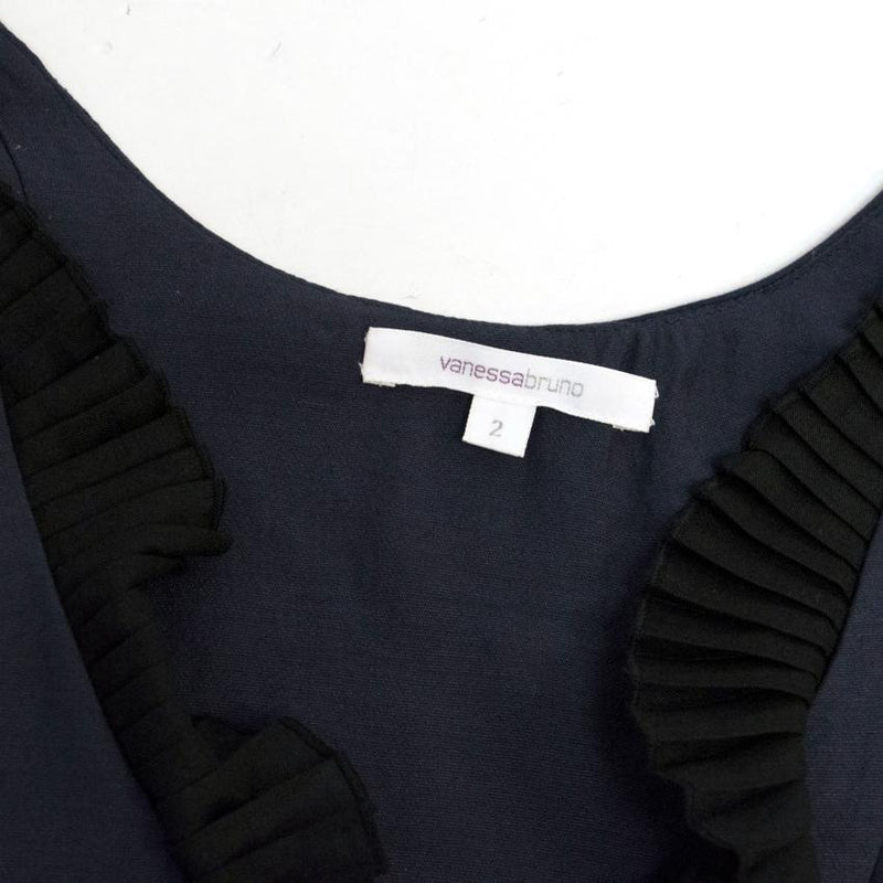 Vanessa Bruno Navy Dress with Black Frill